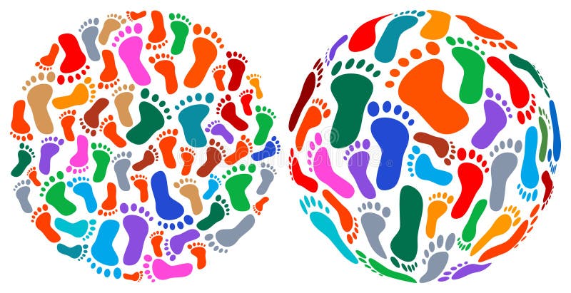 Human foot prints. Isolated line art designs royalty free illustration
