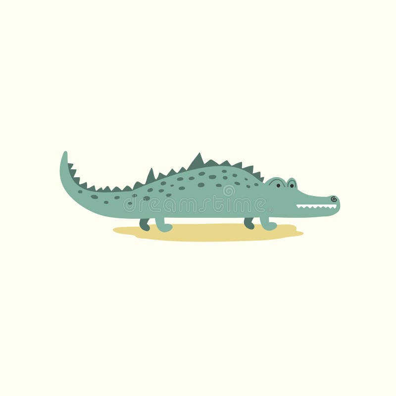 Illustration of a crocodile. Vector drawing of a crocodile in cartoon style. Flat illustration. / royalty free illustration