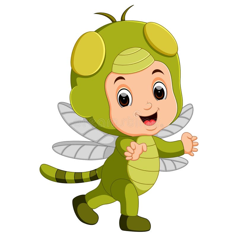 Cute boy cartoon wearing dragonfly costume. Illustration of Cute boy cartoon wearing dragonfly costume royalty free illustration