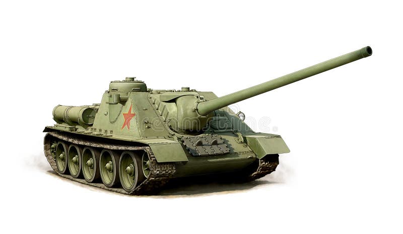 Illustration of a SU-100 Russian tank destroyer royalty free illustration