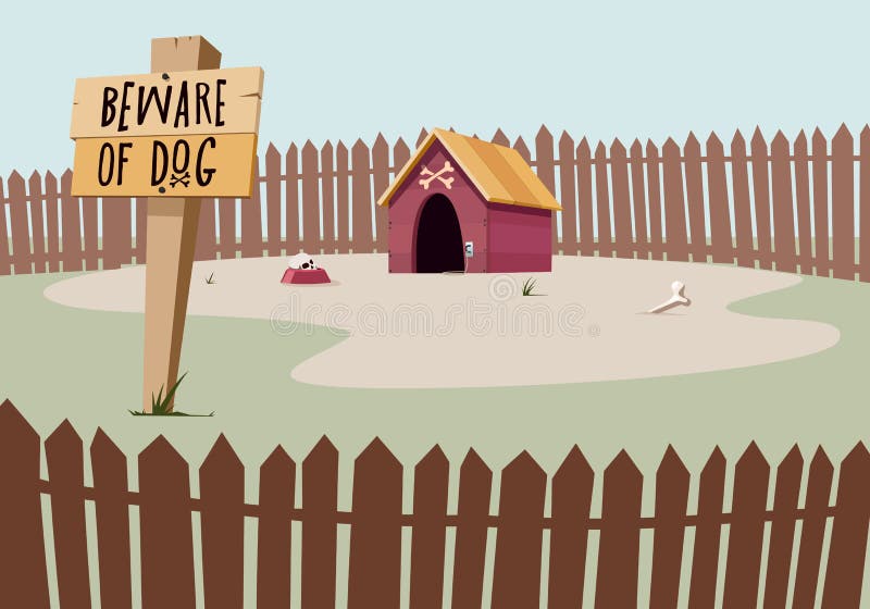 Mad dogs house with warning plate vector illustration Mad dogs house with warning plate vector illustration