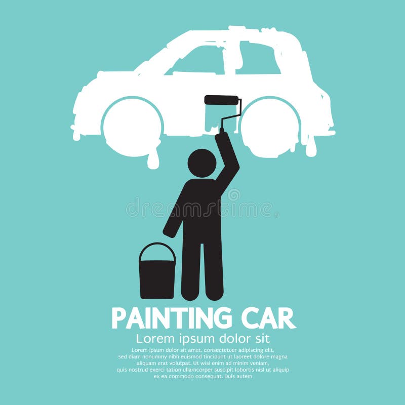 Man Painting Car On Wall Symbol stock illustration Man Painting Car On Wall Symbol stock illustration