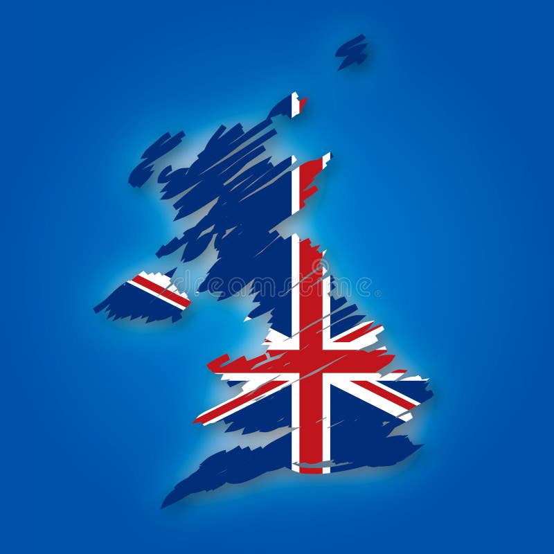 Map and the flag of the United Kingdom royalty free illustration