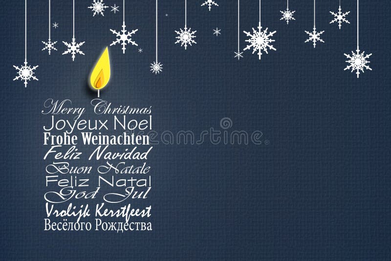 Merry Christmas wishes corporate bisuness card in European languages stock illustration