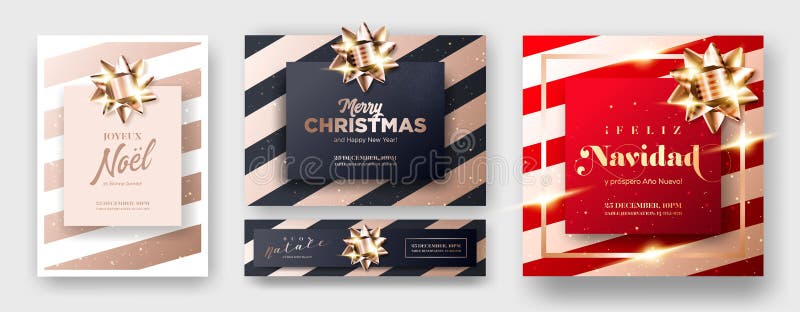 Merry Christmas 2019 Greeting Card Covers. vector illustration