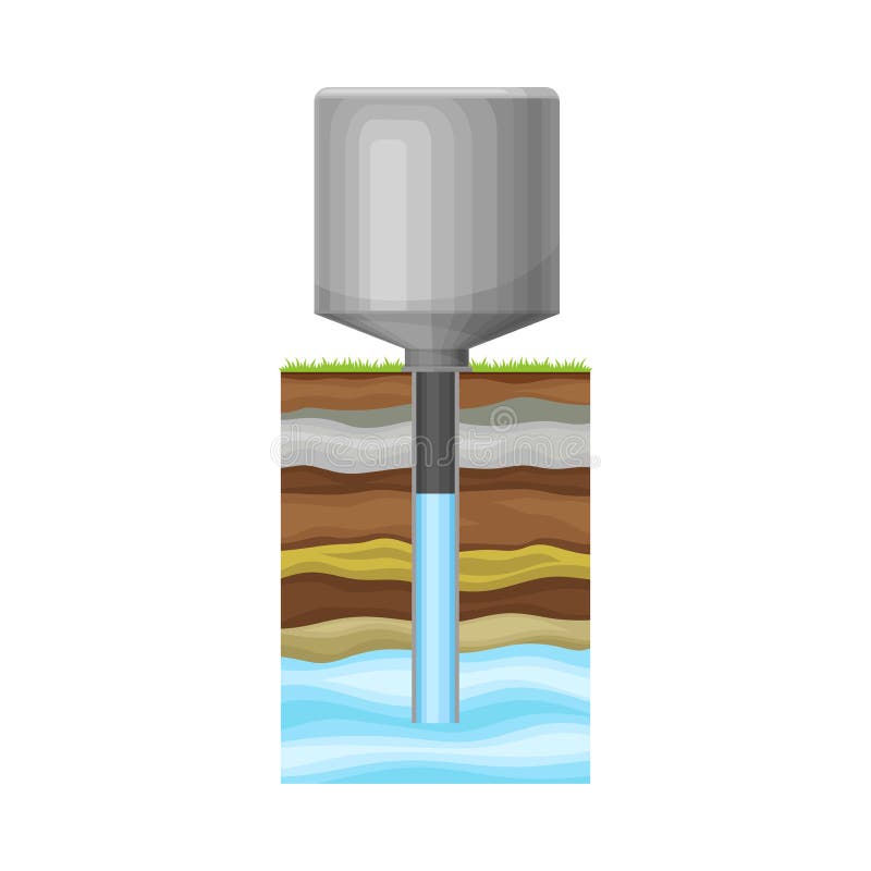 Metal Tank Extracting or Drawing Drinking Water Vector Illustration. Pure Water Manufacturing for Human Consumption Concept royalty free illustration