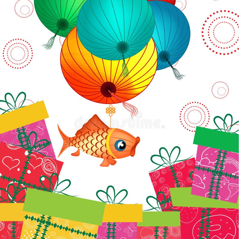 Mid Autumn Festival lantern and gifts.  royalty free illustration