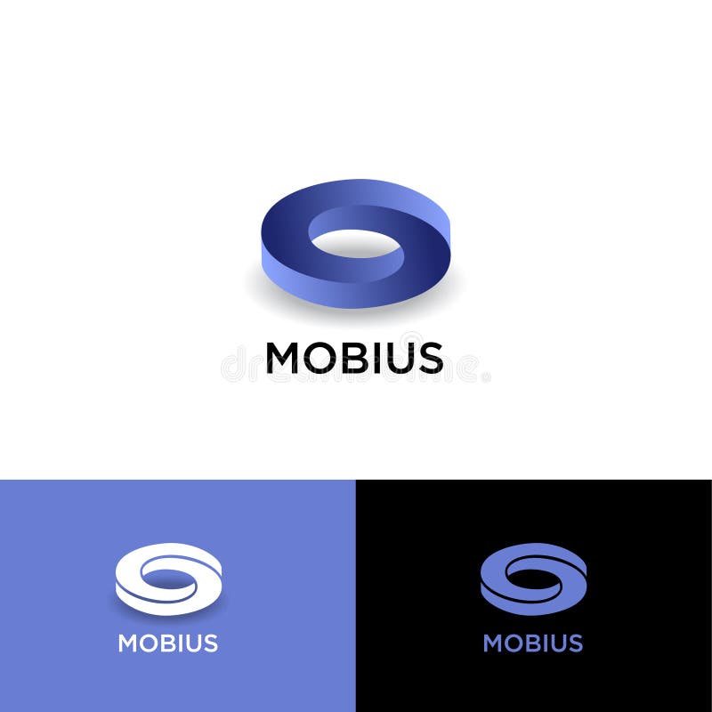 Mobius logo. Impossible geometric shape with shadow on a different backgrounds. UI, Web icon. royalty free illustration