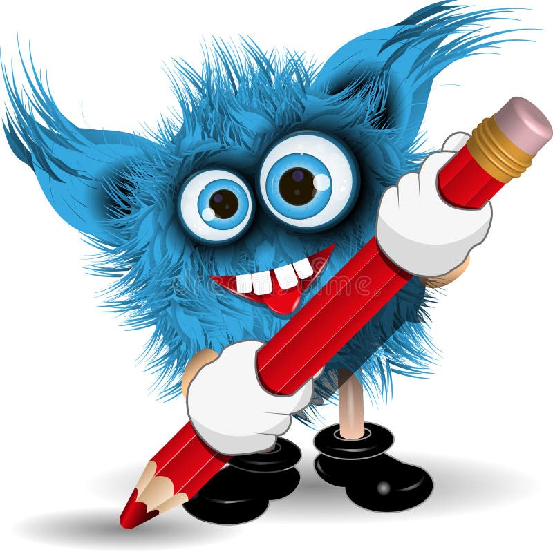 Monster with Pencil royalty free illustration