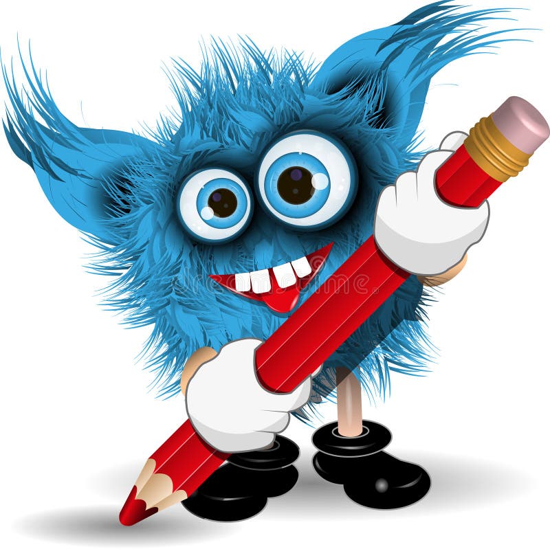 Monster with Pencil royalty free illustration Monster with Pencil royalty free illustration