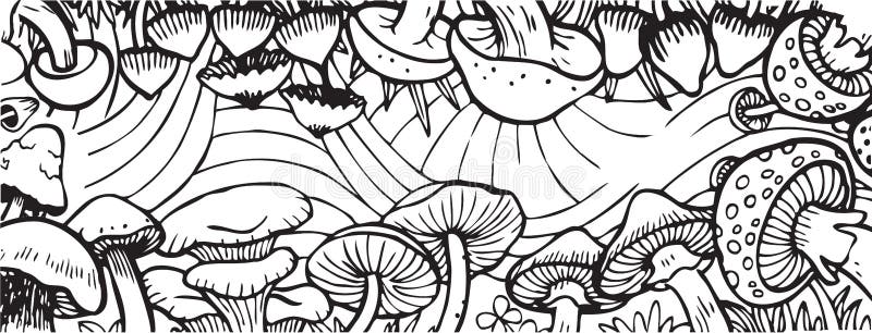Mushroom Garden Theme Adult Coloring Book Illustration. Mushroom Garden Theme Vector Illustration for Adult Coloring Book and other purpose. EPS 10 Format with vector illustration