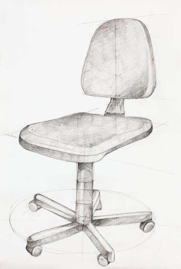 Office chair. Hand drawn illustration of office chair, perspective view royalty free stock images Office chair. Hand drawn illustration of office chair, perspective view royalty free stock images