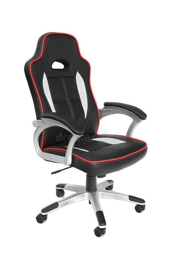 Office premium chair, perspective view. Modern black and red leather chair for office managers and CEOs, isolated on white. Background royalty free stock images Office premium chair, perspective view. Modern black and red leather chair for office managers and CEOs, isolated on white. Background royalty free stock images