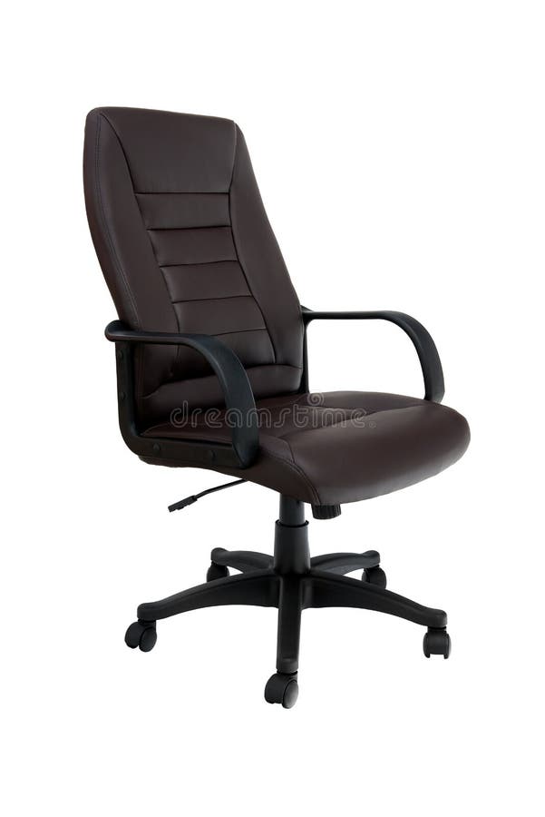 Office premium chair, perspective view. Modern brown leather chair for office managers and CEOs. Isolated on white background,. Clipping path included royalty free stock images Office premium chair, perspective view. Modern brown leather chair for office managers and CEOs. Isolated on white background,. Clipping path included royalty free stock images