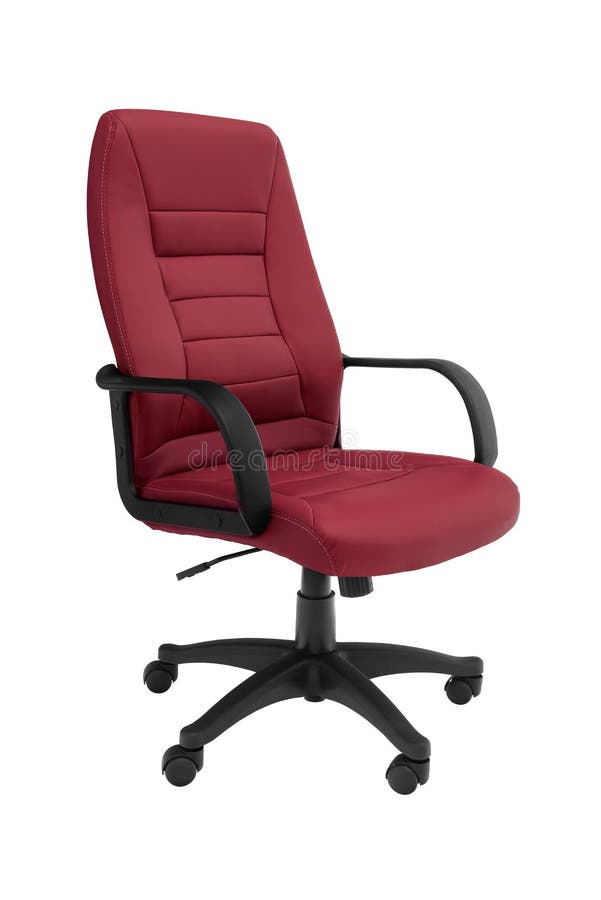 Office premium chair, perspective view. Modern red leather chair for office managers and CEOs. Isolated on white background,. Clipping path included royalty free stock images Office premium chair, perspective view. Modern red leather chair for office managers and CEOs. Isolated on white background,. Clipping path included royalty free stock images