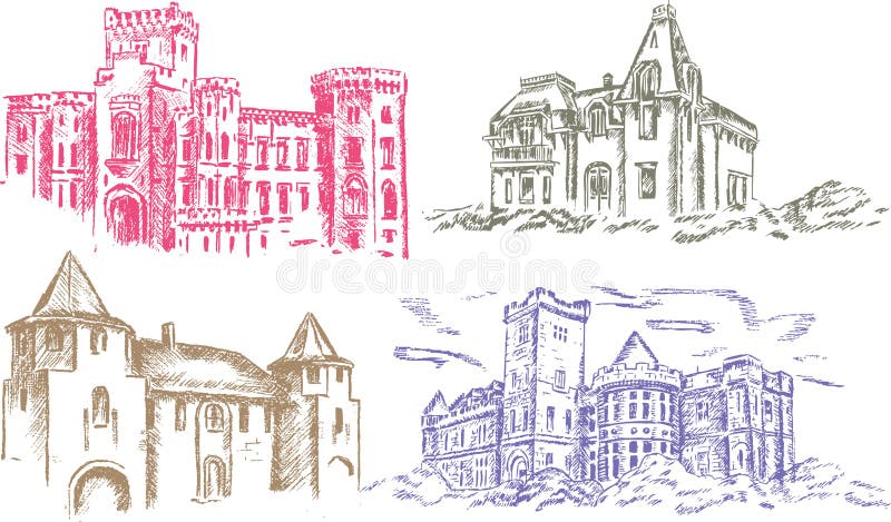 Old castle - hand drawing. Old castle - pencil hand drawing for all design vector illustration