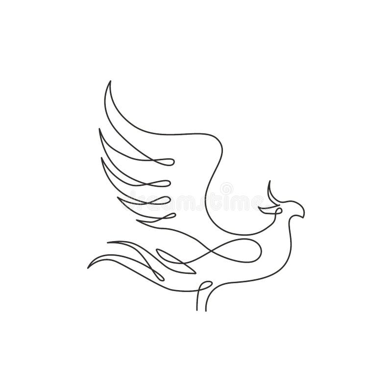 One continuous line drawing of elegant phoenix bird for company logo identity. Business icon concept from animal shape. Trendy. Single graphic line draw vector vector illustration