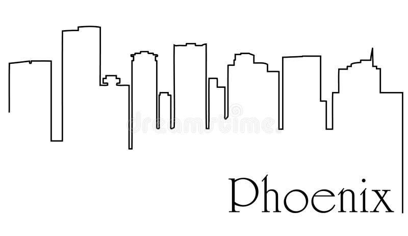 Phoenix city one line drawing abstract background with cityscape. One line drawing abstract background with American city vector illustration