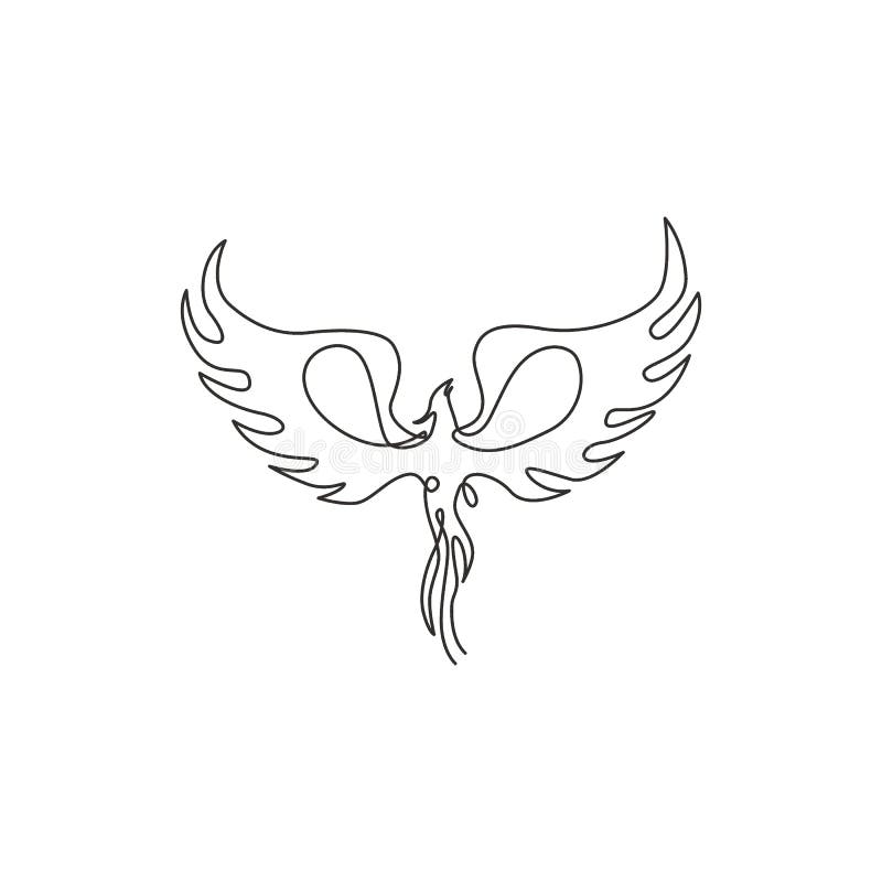 One single line drawing of luxury phoenix bird for company logo identity. Business corporation icon concept from animal shape. Modern continuous line draw vector illustration