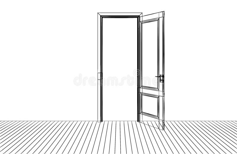 The opening door and window vector illustration