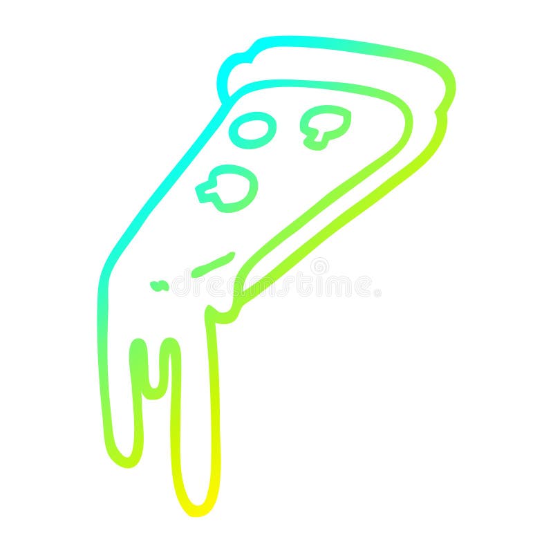 A creative cold gradient line drawing cartoon pizza slice. An original creative cold gradient line drawing cartoon pizza slice stock illustration