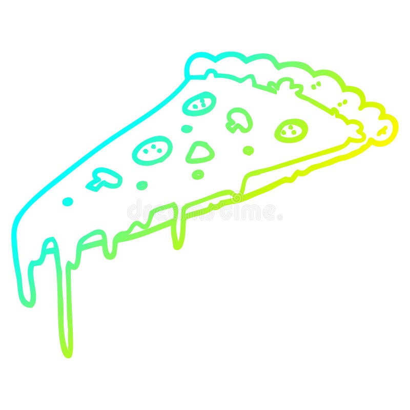 A creative cold gradient line drawing cartoon pizza slice. An original creative cold gradient line drawing cartoon pizza slice stock illustration