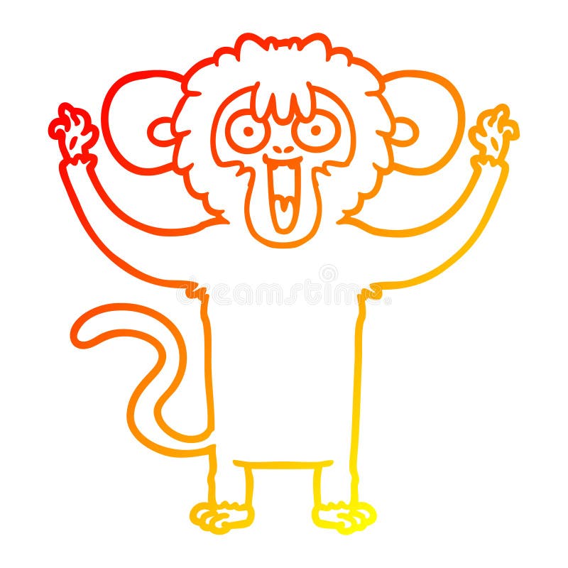 A creative warm gradient line drawing caroton monkey. An original creative warm gradient line drawing caroton monkey royalty free illustration
