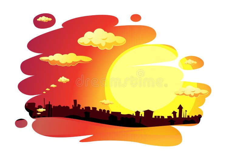 Painted sunset city landscape - vector. Illustration vector illustration Painted sunset city landscape - vector. Illustration vector illustration