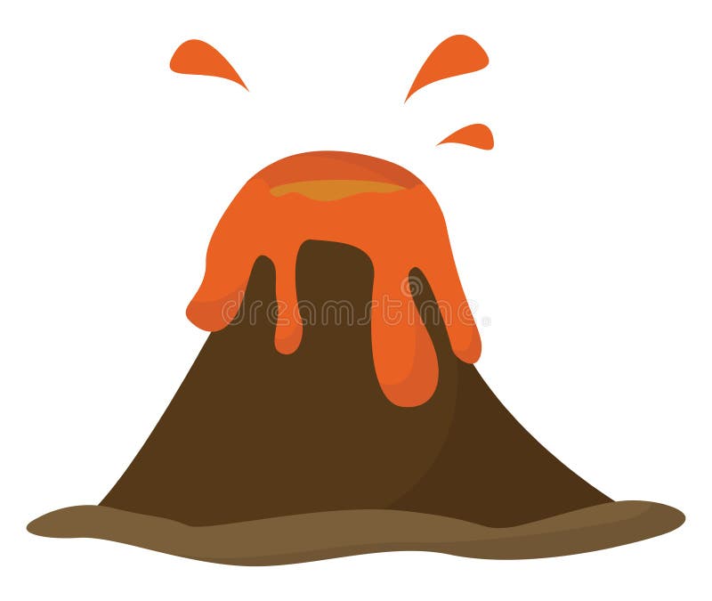 Painting of the volcano exploding in fiery, vector or color illustration. Painting of the volcano exploding in fiery when molten rock, ash, and steam pour stock illustration