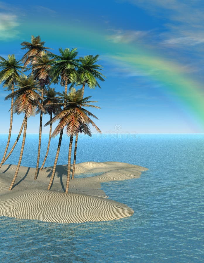 Palm Trees and Rainbow royalty free illustration