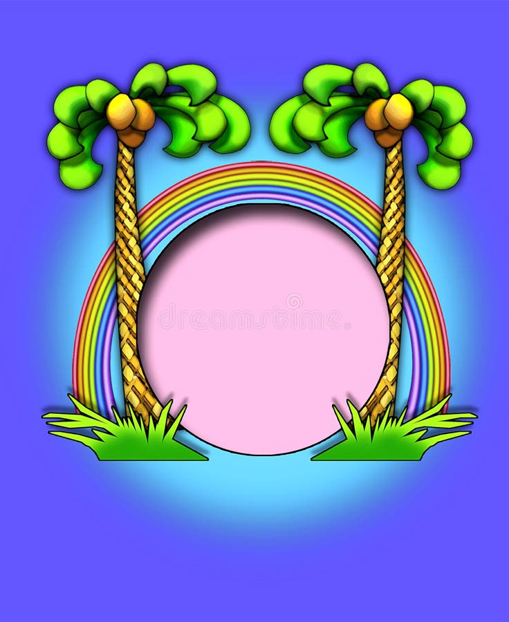 Palm trees/rainbow frame stock illustration