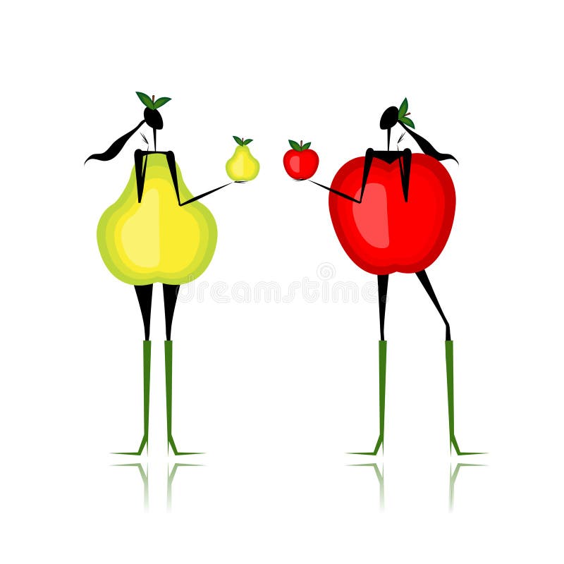Pear and apple, type of female figure royalty free illustration