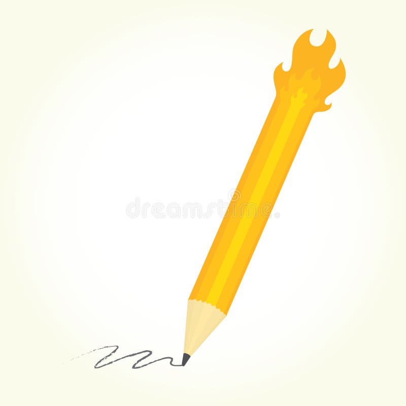 Pencil is on fire vector. Illustration royalty free illustration