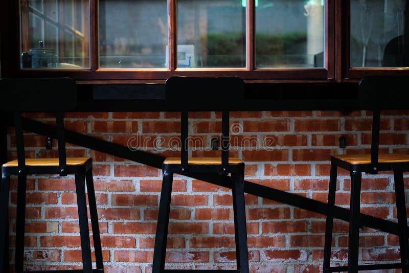 Perspective wooden chair and table in bar. Space stock photos Perspective wooden chair and table in bar. Space stock photos