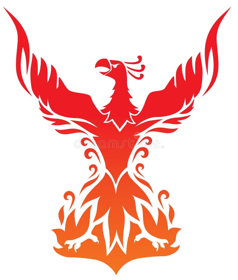 Phoenix. Vector logo fier bird royalty free illustration
