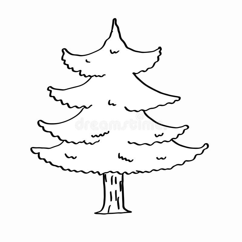 Pine tree icon drawing illustration white background. Pine tree icon drawing coloring illustration white background vector illustration