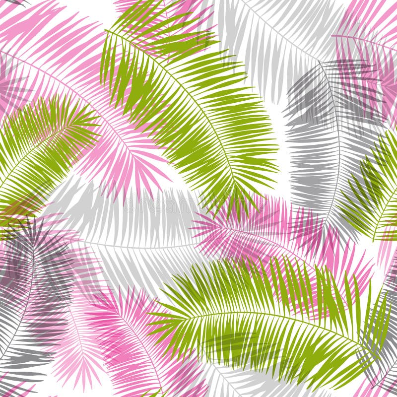 Pink, grey and green palm leaves seamless pattern vector illustration Pink, grey and green palm leaves seamless pattern vector illustration