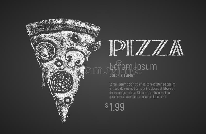 Pizza slice. Chalk drawing. Vector pizza slice. Chalk drawing. Eps8. RGB Global colors stock illustration