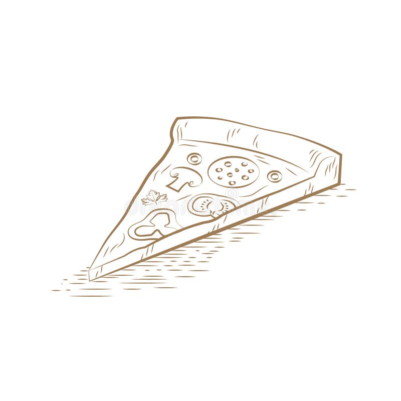 Pizza slice vector. Pizza slice sketch drawing. Vector illustration on white background stock illustration Pizza slice vector. Pizza slice sketch drawing. Vector illustration on white background stock illustration