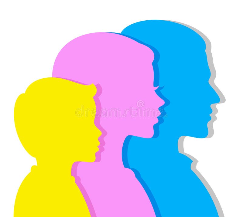 Portrait of father of mother and child in profile vector illustration