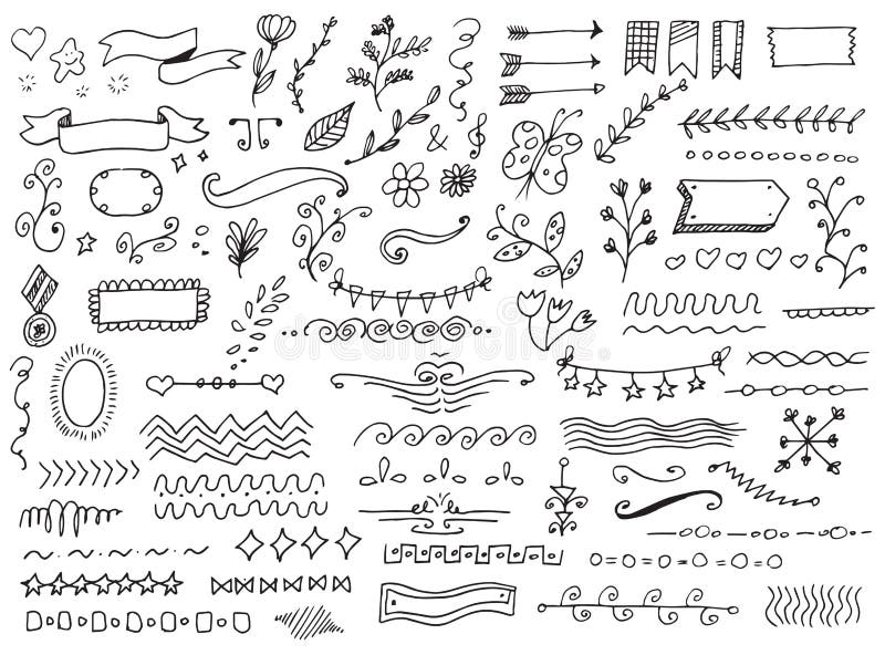 Different  hand drawn doodles over white background royalty free illustration