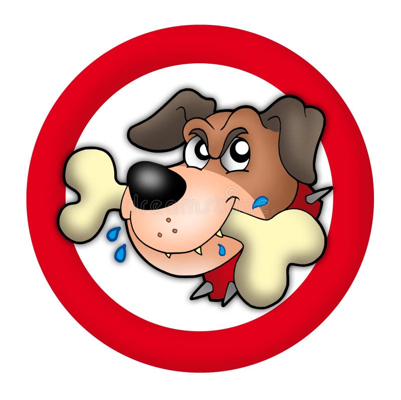 Red circle with angry dog. Color illustration royalty free illustration Red circle with angry dog. Color illustration royalty free illustration