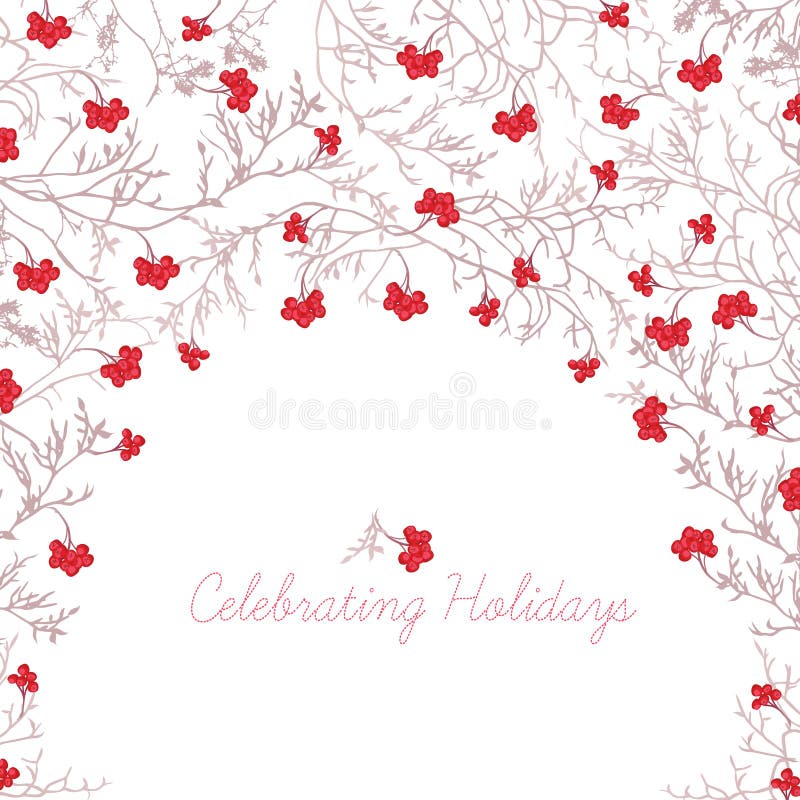 Red rowanberry and tree branches round vector frame royalty free illustration Red rowanberry and tree branches round vector frame royalty free illustration