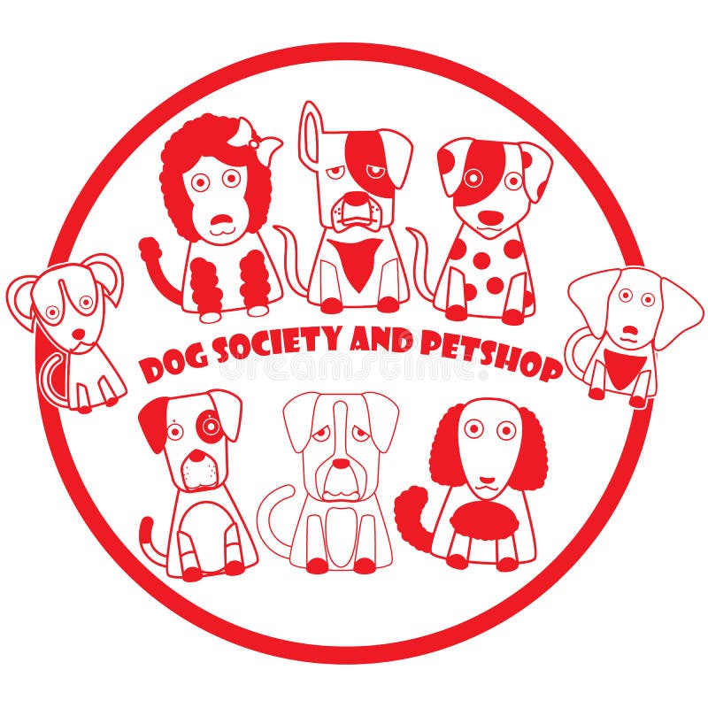 Red stamp dog. Rubber stamp in red dog logo pattern. In vector style vector illustration Red stamp dog. Rubber stamp in red dog logo pattern. In vector style vector illustration