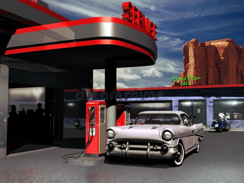 Retro gas station vector illustration Retro gas station vector illustration