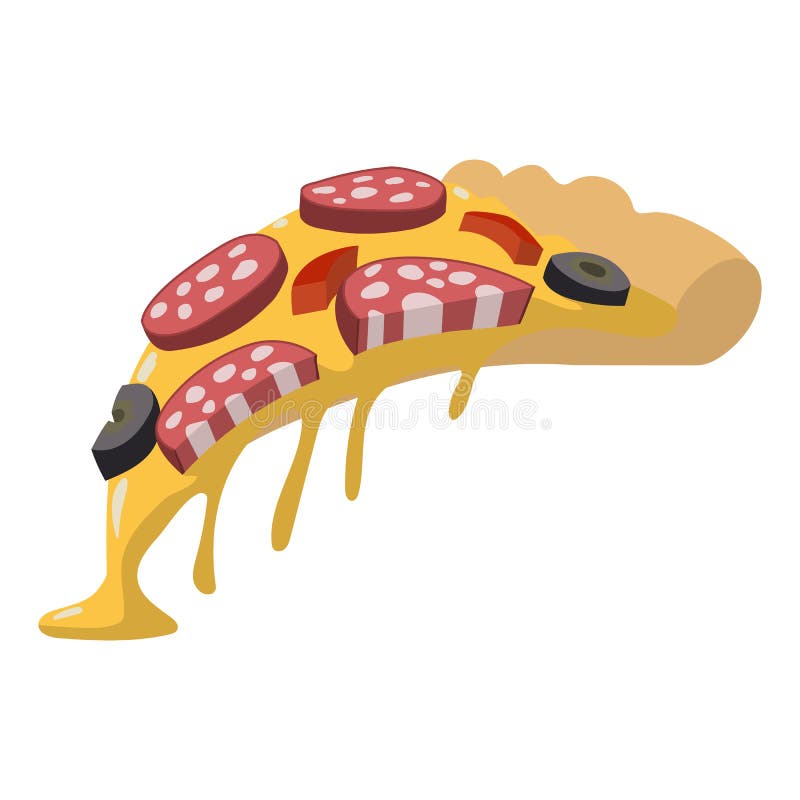 Salami pizza slice stock illustration
