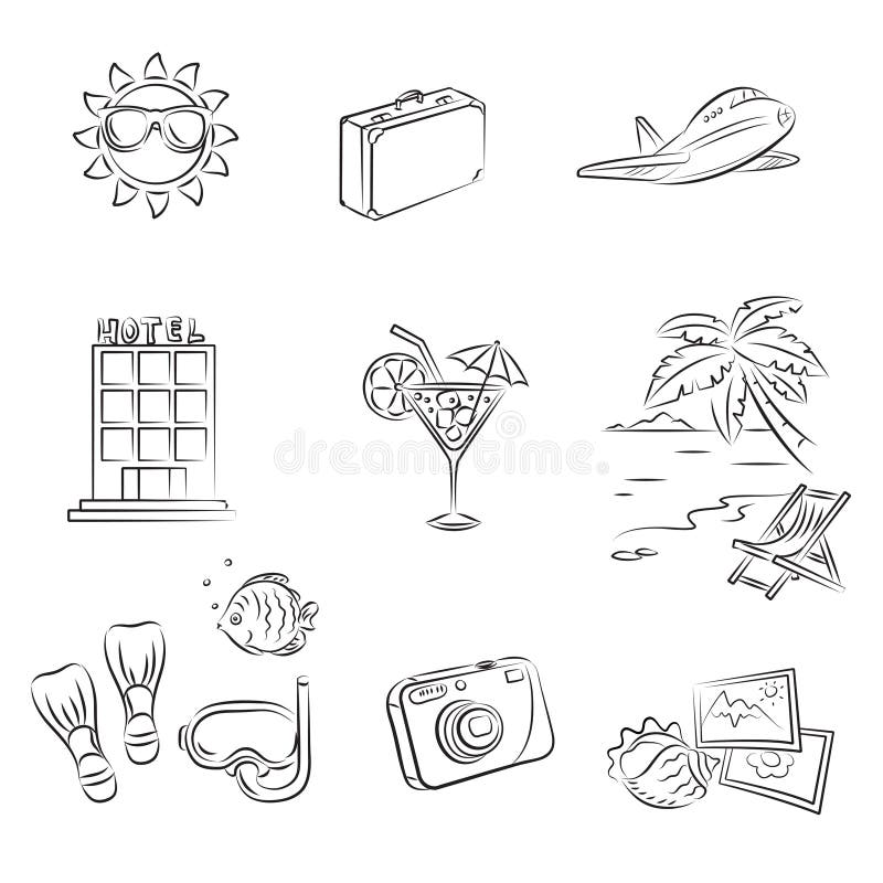 Sea Vacation Set royalty free illustration