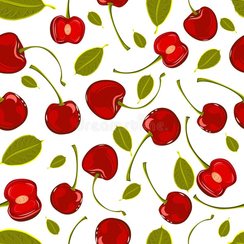 Seamless pattern of hand-drawing various juicy fruit cherry vector. Seamless pattern of hand-drawing set of various juicy fruit cherry vector vector illustration