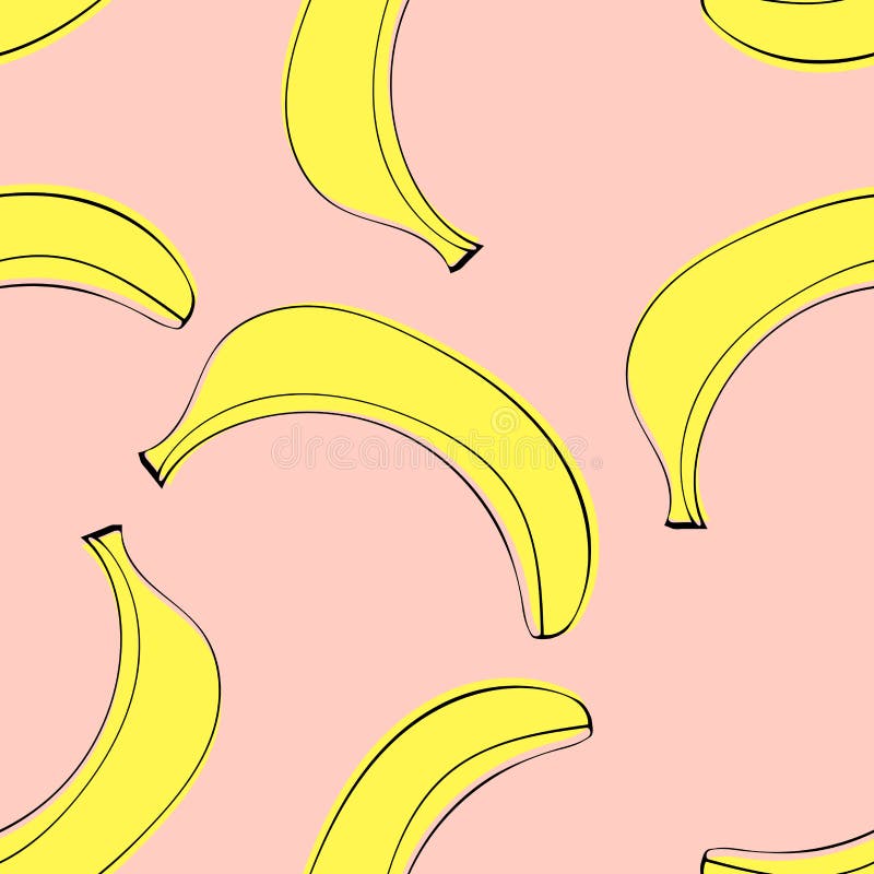 Seamless pattern with peeled bananas. Linear doodle drawing of fruit in minimalism style. Modern summer print. Seamless pattern  with peeled bananas. Linear vector illustration