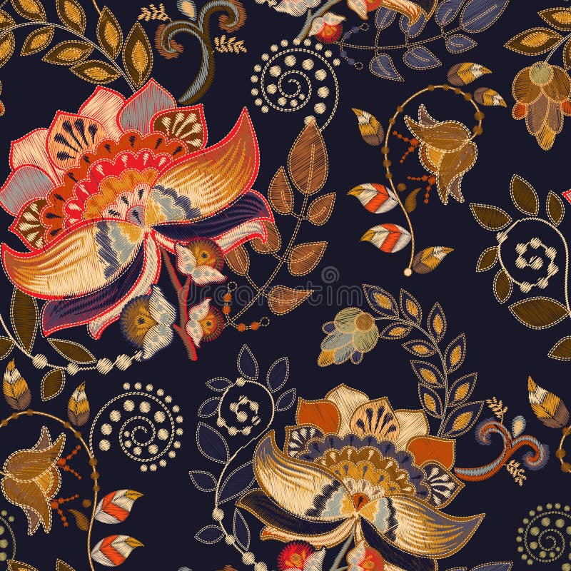 Seamless pattern with stylized flowers and plants. Decorative style. Hand drawn floral wallpaper. Floral backdrop stock illustration Seamless pattern with stylized flowers and plants. Decorative style. Hand drawn floral wallpaper. Floral backdrop stock illustration